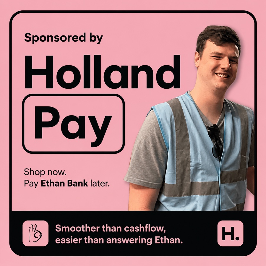Sponsored by Holland Pay. Shop now, pay Ethan Bank later.